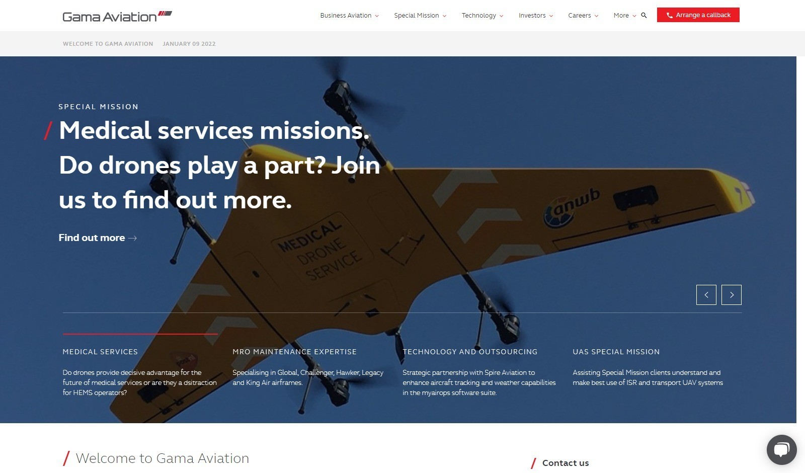 Web Excellence Awards Winner: Gama Aviation